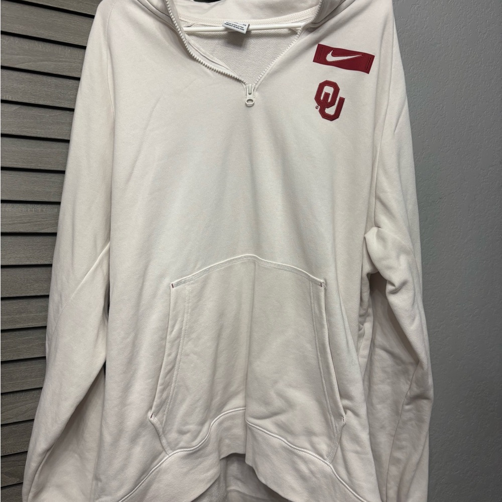 Nike Cream Hoodie with Red Logo